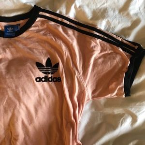 Adidas pink and black t shirt L